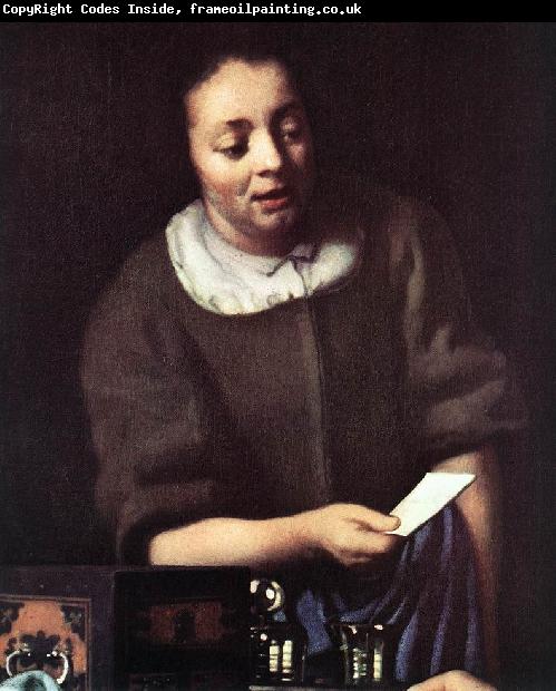 VERMEER VAN DELFT, Jan Lady with Her Maidservant Holding a Letter (detail)er
